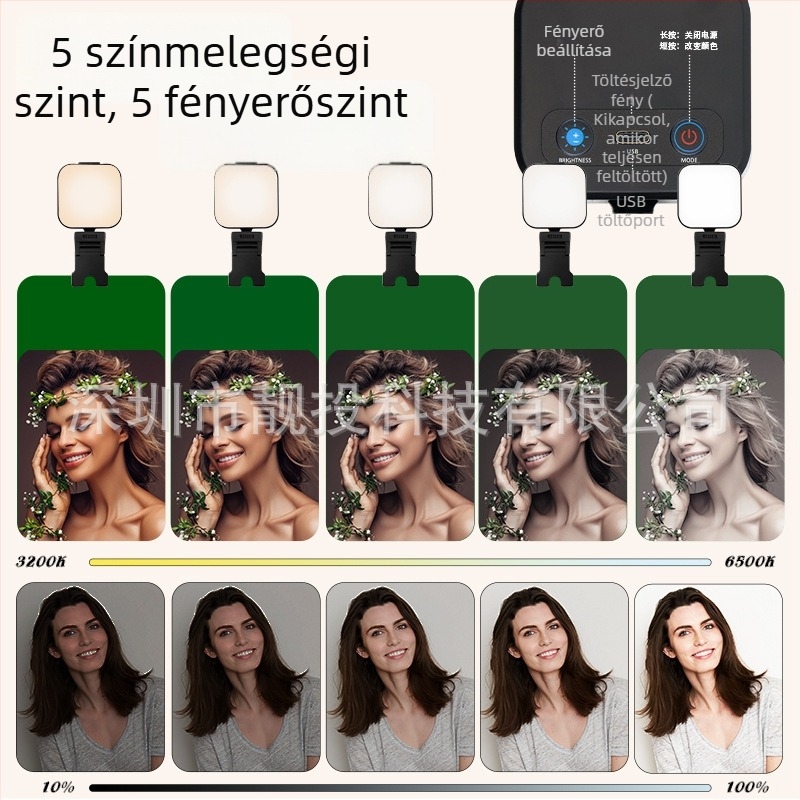 Számítógéphez és videókonferenciákhoz készült videó világítás – 5V, 10W, 3200–6500K