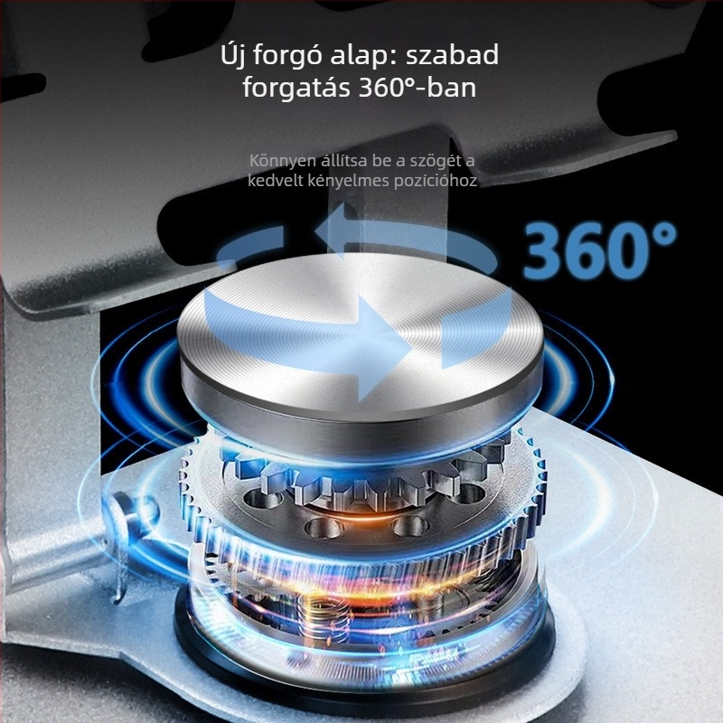 360°-os forgatható tabletatartó alumíniumötvözet alap, összecsukható, magasságban állítható az asztalhoz, iPad-kompatibilis, hordozható hűtőállvány