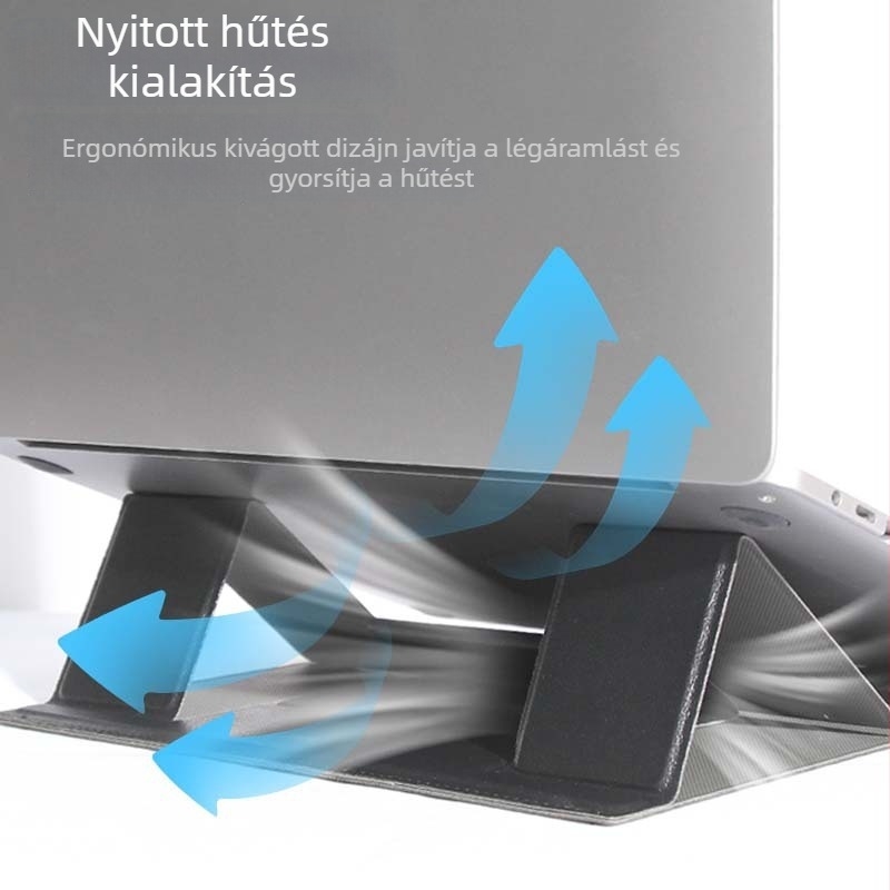 PU bőr laptop állvány, összecsukható, mágneses tartó