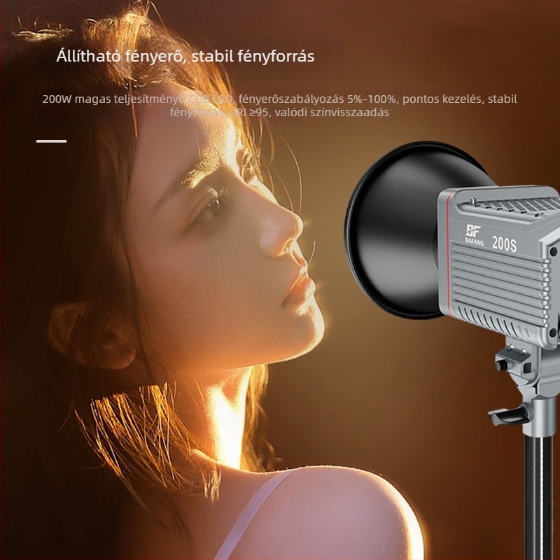 BF-200S stúdiófény, 200W, 2700-6500K, 0-100% fokozatmentes fényerő-szabályozás, AC100-240V