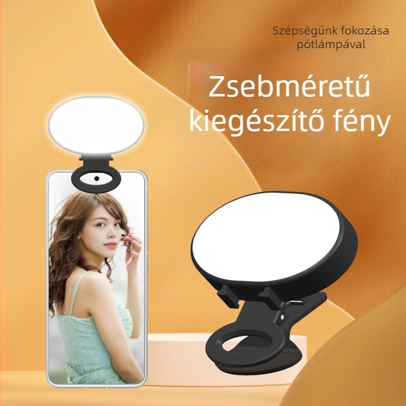 Mini töltőfény mobil élő közvetítéshez – 3 színhőmérséklet, USB töltés, kézben tartható, Modell S001