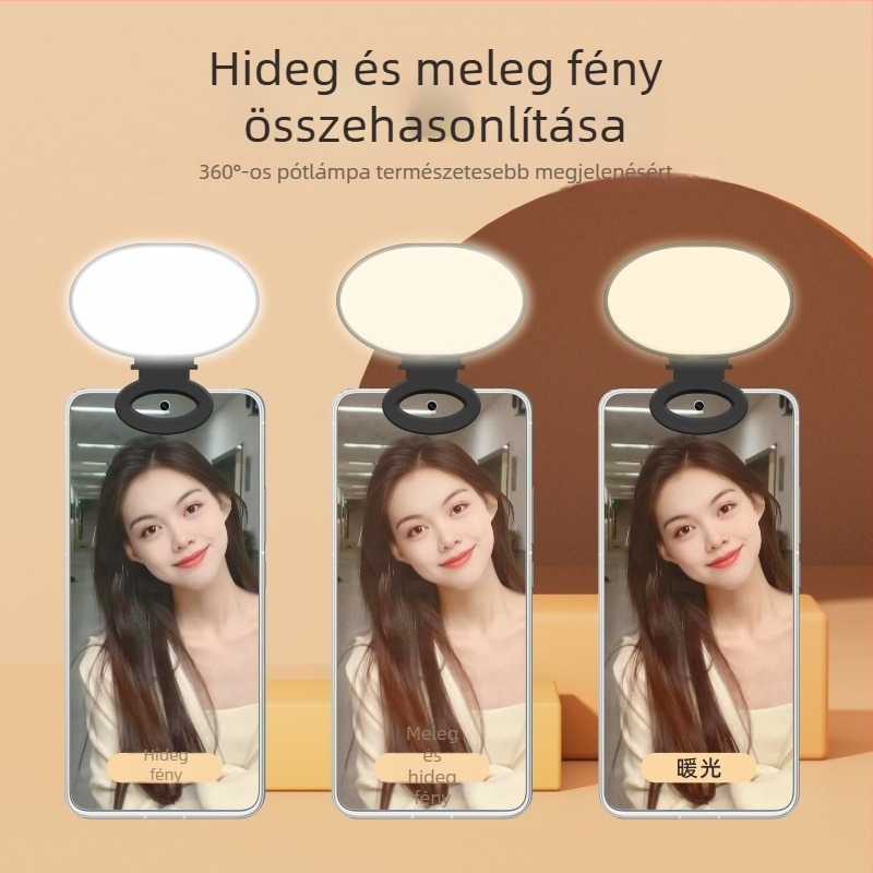 Mini töltőfény mobil élő közvetítéshez – 3 színhőmérséklet, USB töltés, kézben tartható, Modell S001