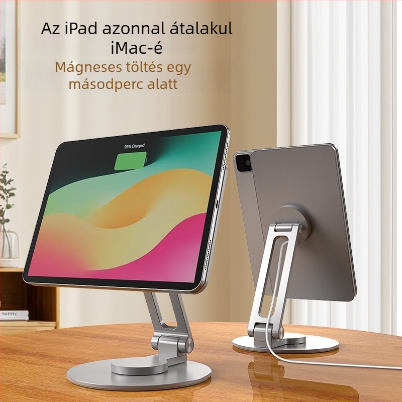 iPad Pro mágneses töltőállvány tabletához, összecsukható és forgó