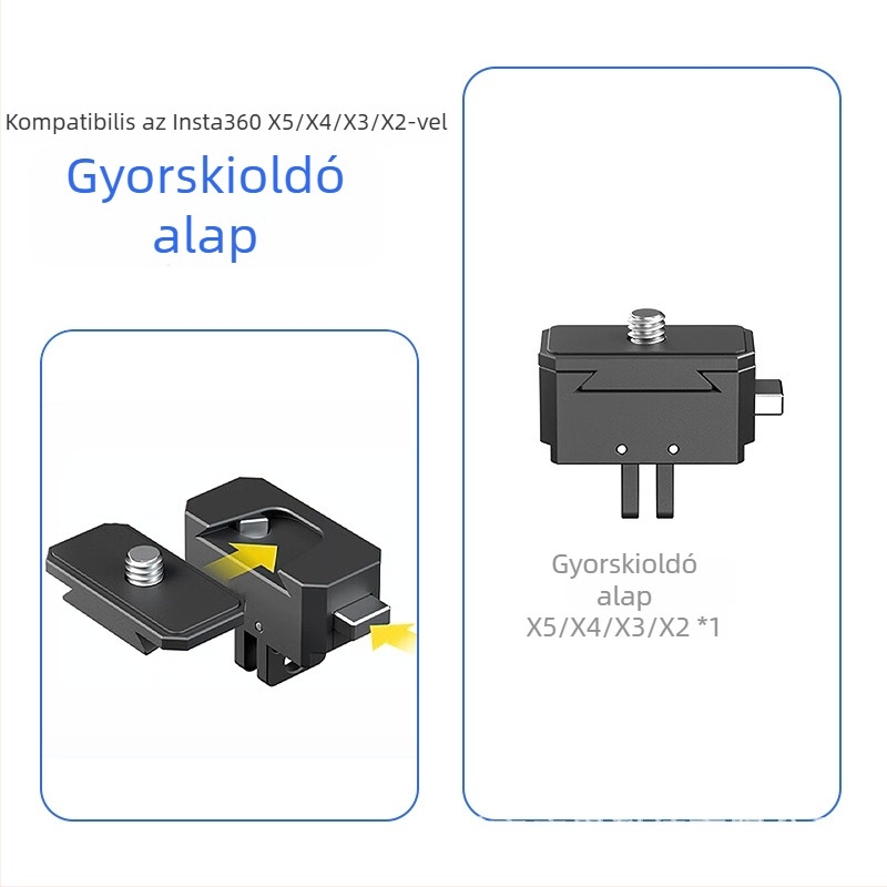 Insta360 X5/4/3/2-kompatibilis gyorskioldó lemez és alap, alumíniumötvözet, sportkamera-kiegészítő