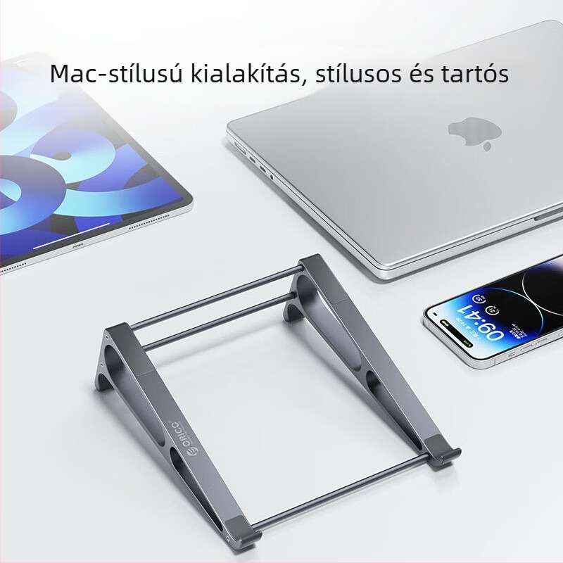 MA13/MA15 laptop tartó alumíniumötvözetből, emelő kialakítás, függőleges hőelvezetés, 420 g, 2020