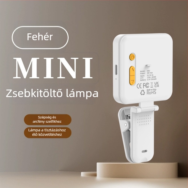 Mik LED töltőfény okostelehez fényképezéshez és videózáshoz, kézben tartható, 3W, USB 5V/1A, színhőmérséklet-szabályozás 2500K-9900K, modell M82/M82RGB