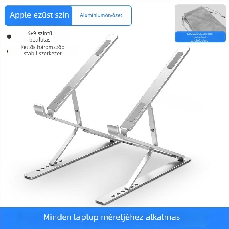 N8 alumínium laptop állvány – kettős réteg, összecsukható, állítható magasság