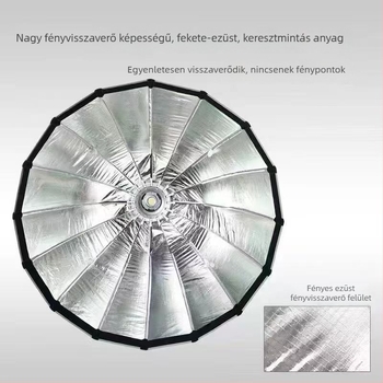 90 cm-es mély parabolikus softbox Bowens rögzítéssel, rácsos diffúzor stúdió világításhoz