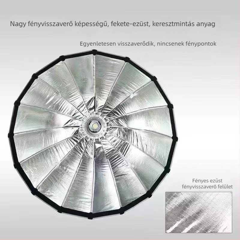 90 cm-es mély parabolikus softbox Bowens rögzítéssel, rácsos diffúzor stúdió világításhoz