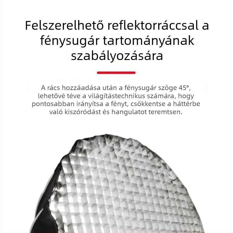 90 cm-es mély parabolikus softbox Bowens rögzítéssel, rácsos diffúzor stúdió világításhoz