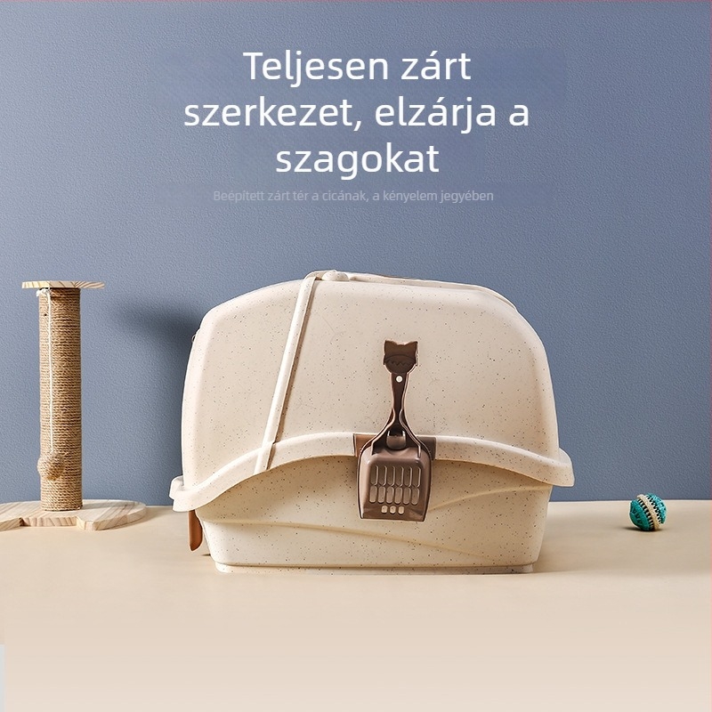 Zárt macskaalom-tál spriccelés elleni védelemmel és flip-tetővel, hordozható és szétszedhető