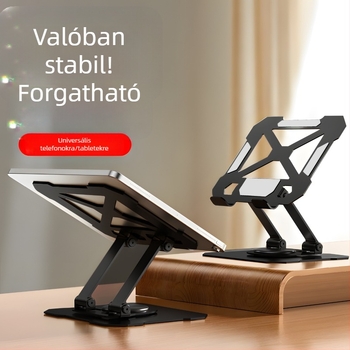 Íróasztali tablet-tartó, fém, 360° forgatás, univerzális (iPad/iPhone), összecsukható, 383 g