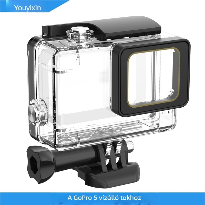 GoPro Hero5 vízálló ház – ABS+PC, kompatibilis a Hero5-tel, tartalmaz alapot és hosszú csavart