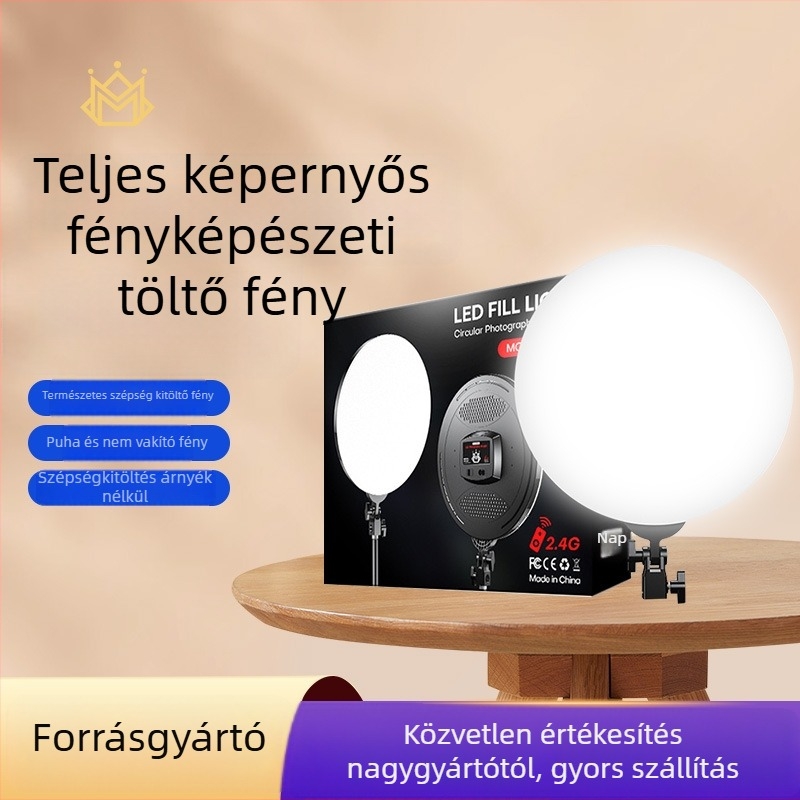Professzionális LED fotózási világítás állítható tartóval ékszerekhez, ételekhez és still life-hoz — 60–62W, 185–245V, dimmable, 3000K–6500K (±300K), 5 m hatótáv