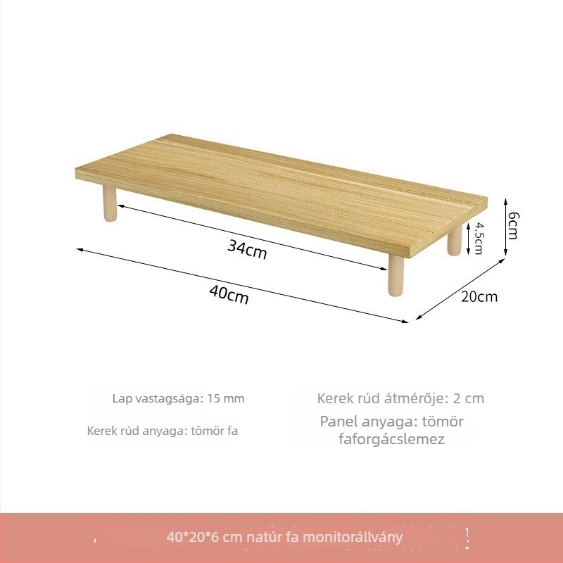 Kétszintes magasságot növelő monitor- és számítógépállvány, tároló polc, asztal közötti rés kiterjesztése, aranyos design
