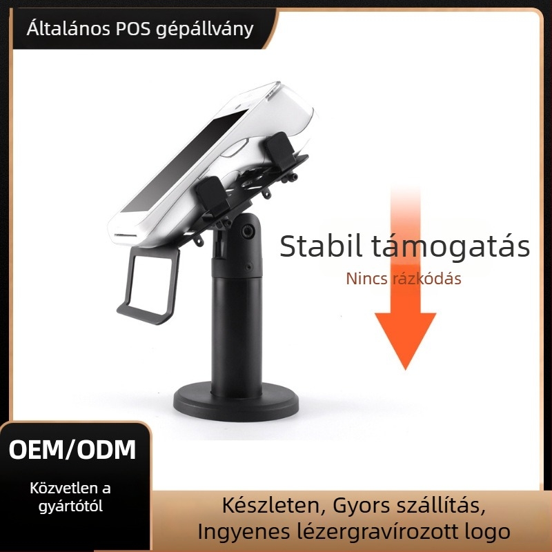 POS állvány kártyaolvasó és szkenner számára – forgatható, állítható kijelző, modell P01, anyag műanyag + fém, 0,5 kg, asztali telepítés