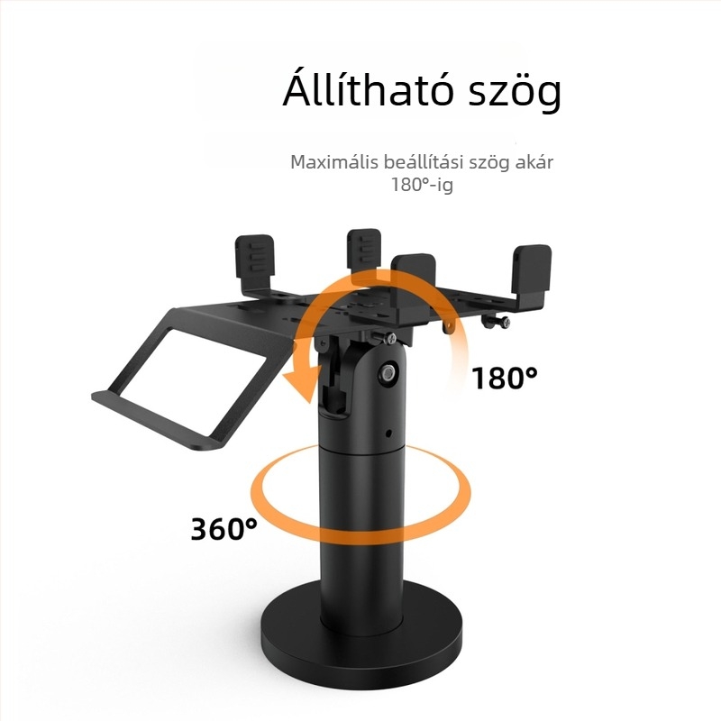 POS állvány kártyaolvasó és szkenner számára – forgatható, állítható kijelző, modell P01, anyag műanyag + fém, 0,5 kg, asztali telepítés