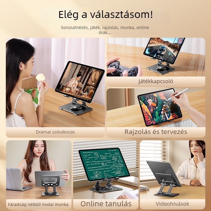 Forgatható és hajtogatható mobiltelefon és tablet-stand | Univerzális kompatibilitás (iPad, iPhone, iPod touch), 3 hónap garancia, Logó és doboz testreszabás