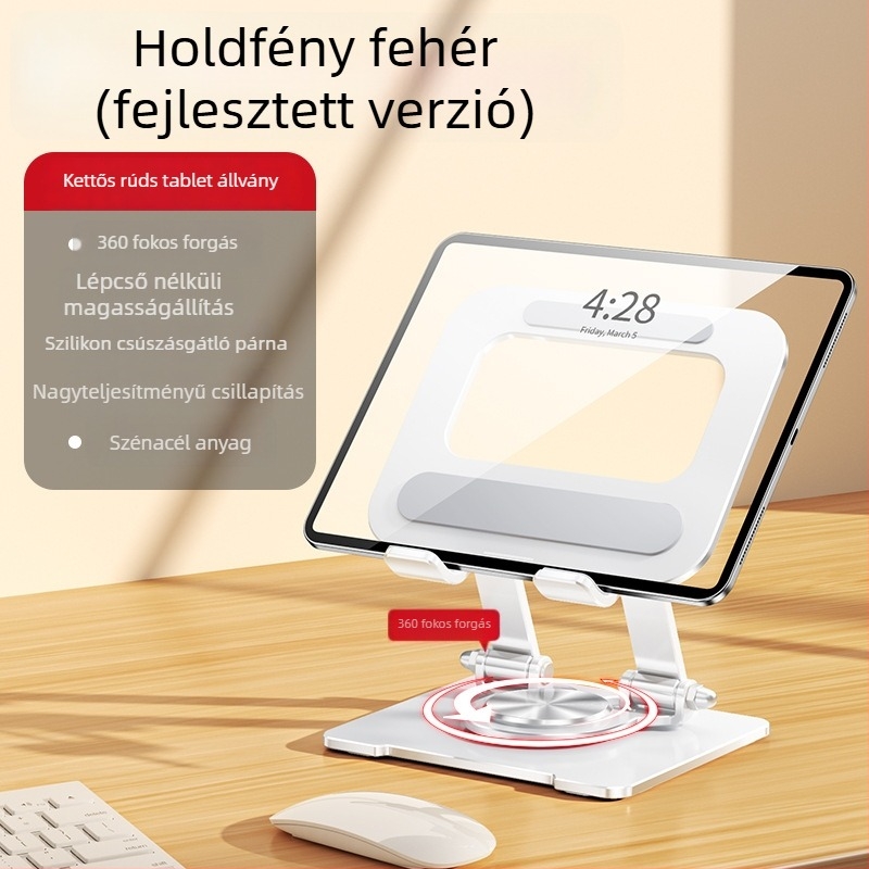 Forgatható és hajtogatható mobiltelefon és tablet-stand | Univerzális kompatibilitás (iPad, iPhone, iPod touch), 3 hónap garancia, Logó és doboz testreszabás