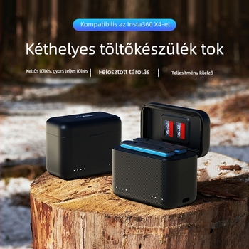 TELESIN Insta360 X4 akkumulátortöltő töltődobozzal és tápegység-kábellel, modell S0-BCG-07-TIS, műanyag