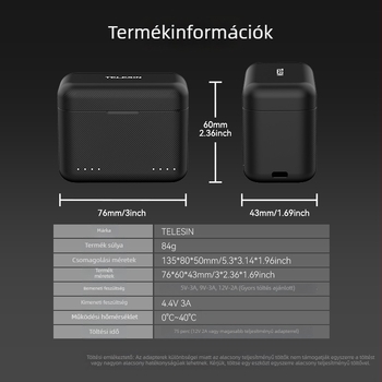 TELESIN Insta360 X4 akkumulátortöltő töltődobozzal és tápegység-kábellel, modell S0-BCG-07-TIS, műanyag