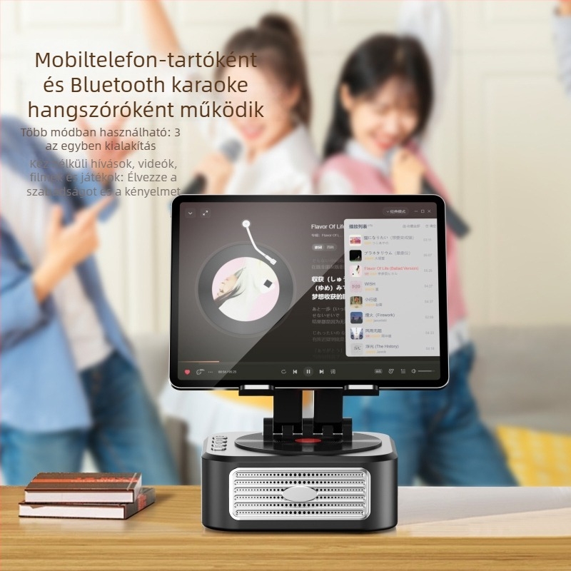 Összecsukható forgó tabletatartó Bluetooth-hangszóróval