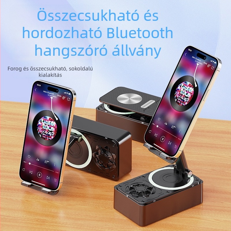 Összecsukható forgó tabletatartó Bluetooth-hangszóróval