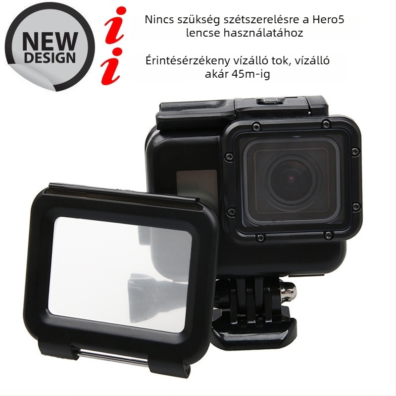 GoPro Hero5 vízálló érintőképernyős védőtok, PC+ABS, Hero5 modellhez