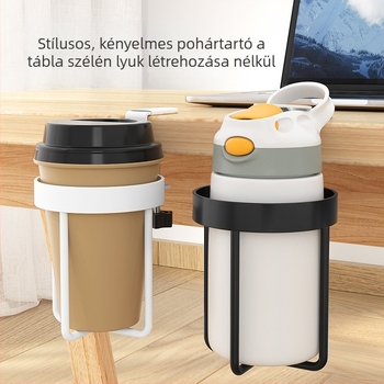 Íróasztal melletti pohártartó és tárolóállvány — Vasból készült, hajtogatható, forgatható, kihúzható, por- és nedvességálló