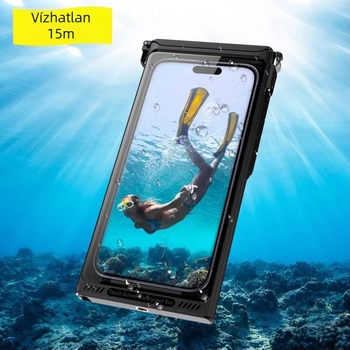 C30 búvárkodó vízálló telefon tok, univerzális minden telefonhoz, IPX8 15 m, ABS/TPU/Glass/Alloy konstrukció, 180 g