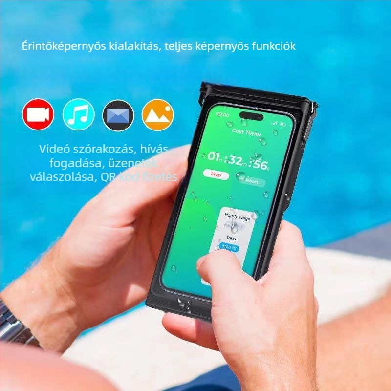 C30 búvárkodó vízálló telefon tok, univerzális minden telefonhoz, IPX8 15 m, ABS/TPU/Glass/Alloy konstrukció, 180 g