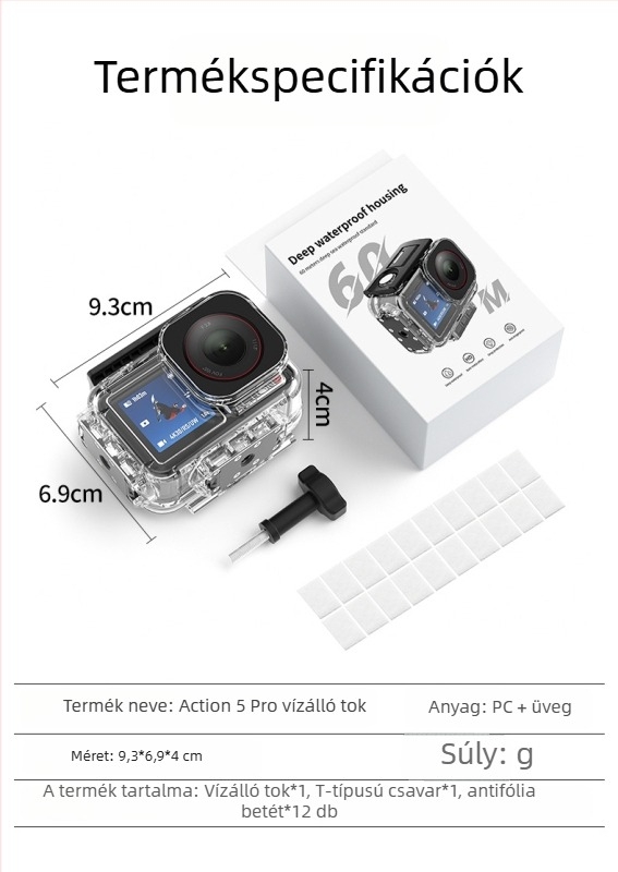 Mágneses vízálló védőhéj DJI Action 5 Pro/4/3 – akril merülő tok