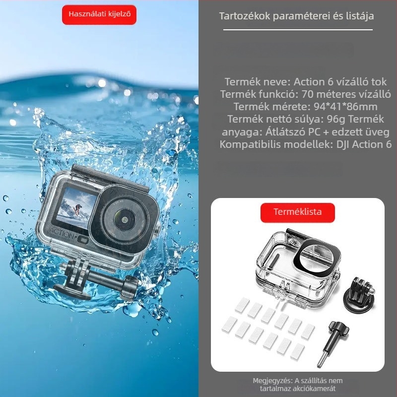 DJI Action6 45 m vízálló merülő tok — védőhéj és tartozékok