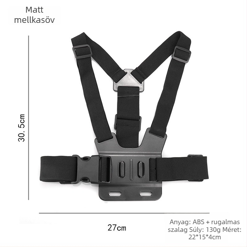 GoPro előre-mellkészlet sportkamerákhoz, műanyag + elasztikus szalag, általános kompatibilitás, logó hozzáadható