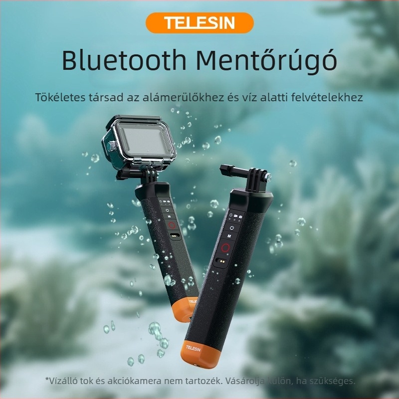 Telesin Bluetooth Buoyancy Stick Snorkel Handle GoPro 8-13-hoz, Modell S4-fhg-01-tgp, Anyag: Műanyag