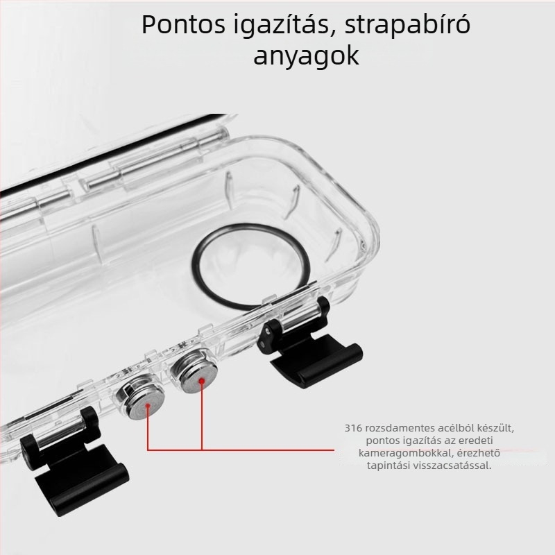 Insta360 X3/X4 vízálló tok HD üveg védőhéjjal — PC + edzett üveg + 316-os rozsdamentes acél, búvárkodási tartozékok