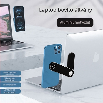 Bracket-sp21 laptop állvány, összecsukható, asztali forgatható, mágneses fém tartó; alkalmas notebookokhoz és okostelekhez (Modell Bracket-sp21; Összecsukható; Asztali forgatás; Tömeg 20 g)