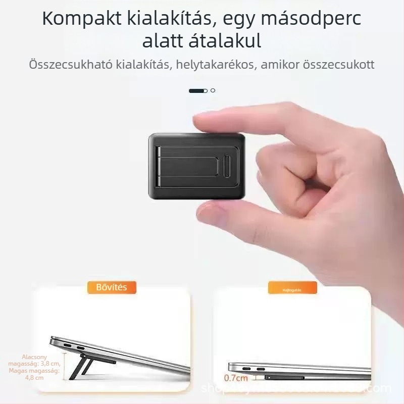 Gyűrűtípusú hordozható laptop-tartó, láthatatlan hátsó matricával, műanyagból, kompatibilis különböző méretű laptopokkal, billentyűzetekkel és iPadekkel, modell 202301, tartalmaz 3M ragasztót