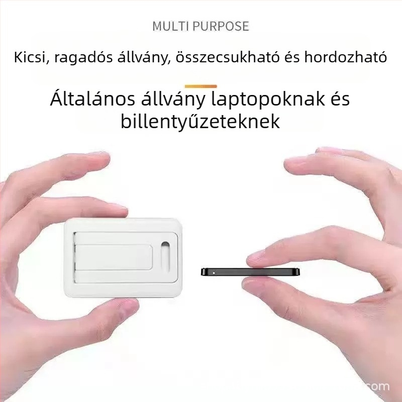 Gyűrűtípusú hordozható laptop-tartó, láthatatlan hátsó matricával, műanyagból, kompatibilis különböző méretű laptopokkal, billentyűzetekkel és iPadekkel, modell 202301, tartalmaz 3M ragasztót