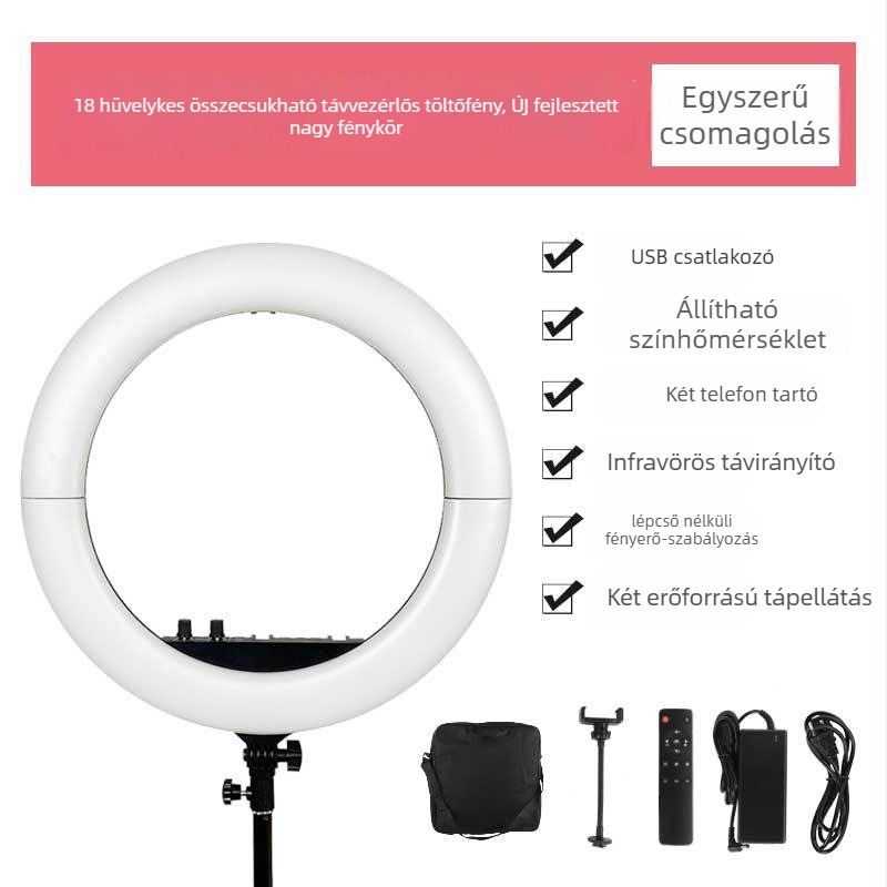 Shiming SM206 Összecsukható kitöltő fény, 60W, 110–240V, szépségápolásra, sminkhez és élő közvetítéshez