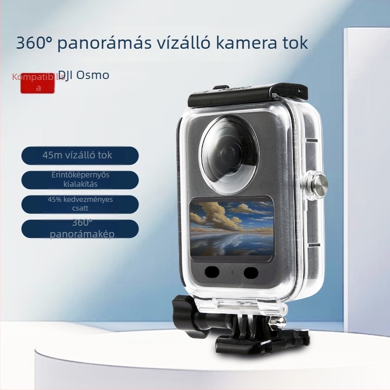 DJI Osmo 360 Panoráma Vízálló Kamera Tok | PC + Edzett üveg, Átlátszó PC + 316 Rozsdamentes acél test, Logó testreszabás, Kompatibilis az Osmo 360-al