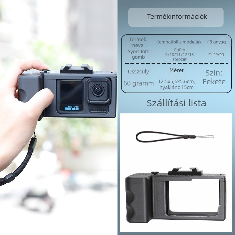 DSLR-stílusú fogó adapterrel és gyorskioldó tartóval GoPro 9–13-hoz