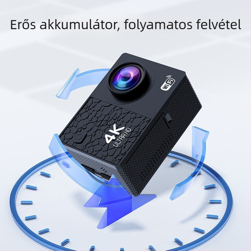 4K sportkamera stabilizálással, vízálló, Wi‑Fi, 12MP