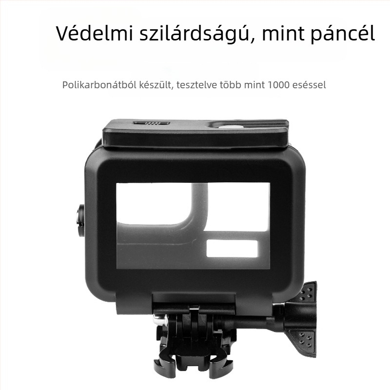 GP902 Vízálló GoPro 9–13 Diamond ház, edzett üveg + PC + rozsdamentes acél, mélység 50 m, tartalmazza a vízálló burkolatot és a hátlapi érintőképernyős fedelet, testreszabható logó