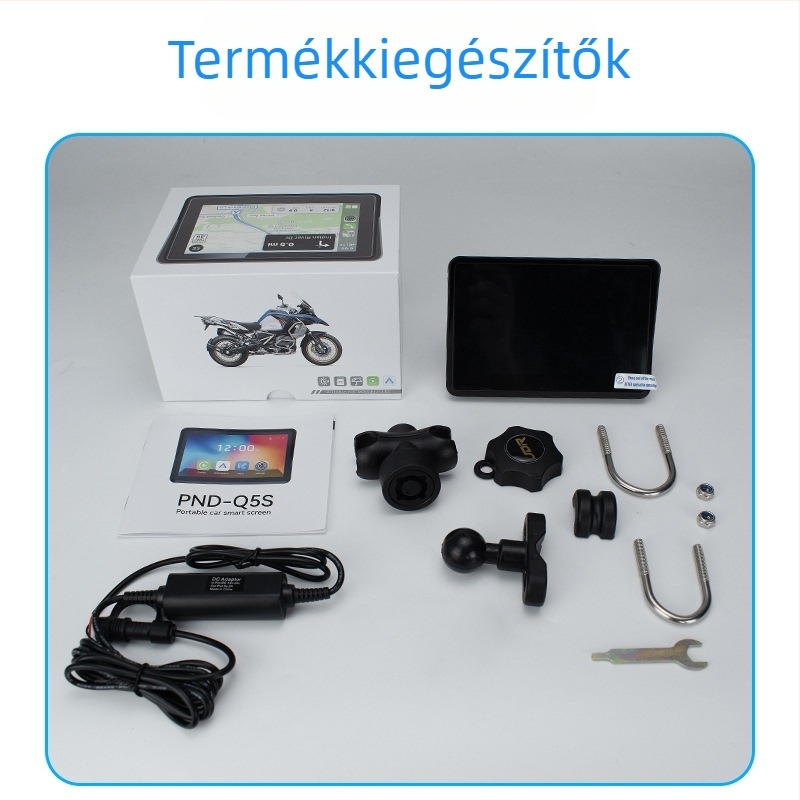 Külső hordozható motorkerékpár navigátor guminyomás-monitorozással, Android Auto és CarPlay, Wi‑Fi és 3D térképek