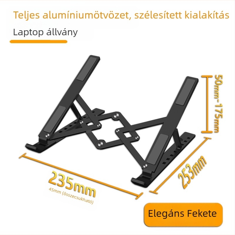 M33 sorozat alumínium laptopállvány, összecsukható, magasságban állítható, hőelvezetés, 275 g