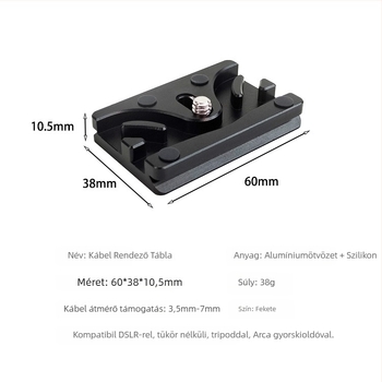 Kameratok kiegészítők: Gyors rögzítésű tekercselőlemez univerzális mirrorless/DSLR kamerákhoz, alumínium‑ötvözet, teherbírás 2–5 kg, modell ZH4009