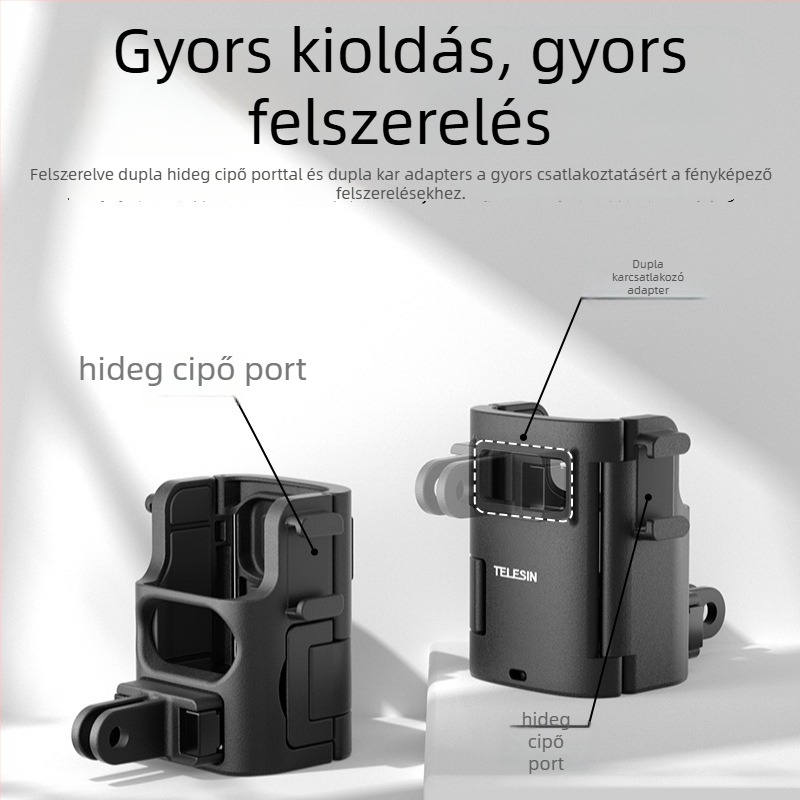 TELESIN DJI Pocket 3 bővítő konzol – alumínium ötvözet + nylon, többfunkciós bővítő keret hideg cipővel