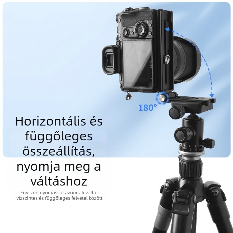 L-alakú függőleges lemez DSLR kamera számára — alumíniumötvözet, terhelhetőség 2-5 kg, tömeg 110 g