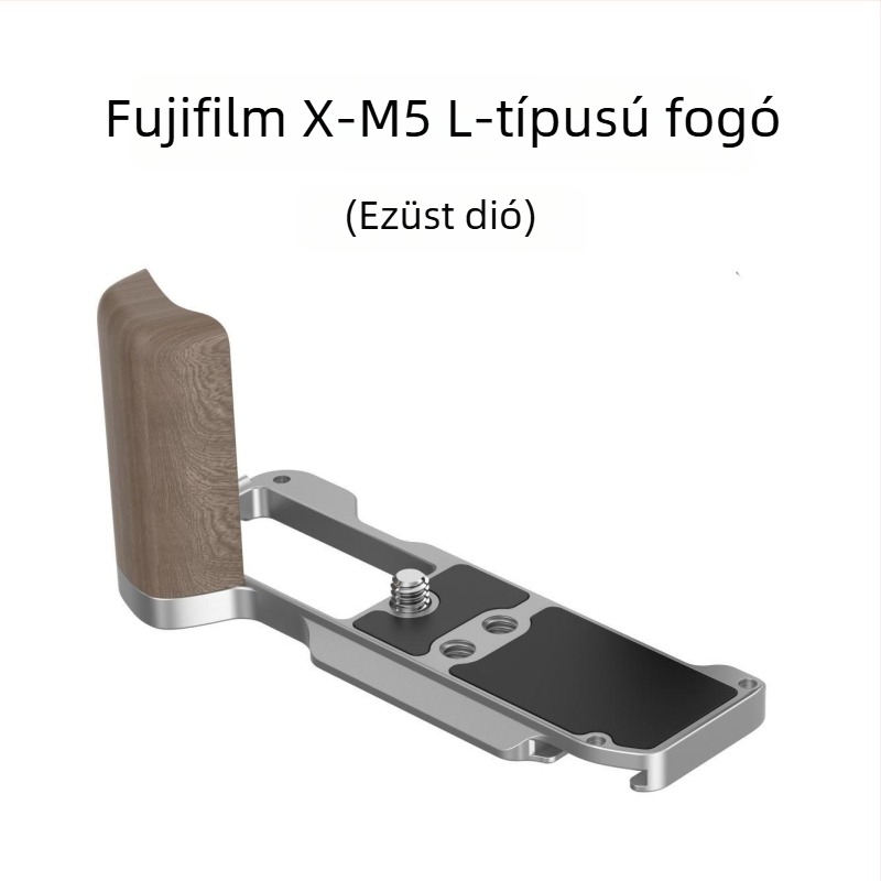 Fuji X-M5L L-típusú markolatábla Arca gyorskioldóval, alumíniumötvözet + szilikon alátét, teherbírás 2–5 kg, súly 90 g